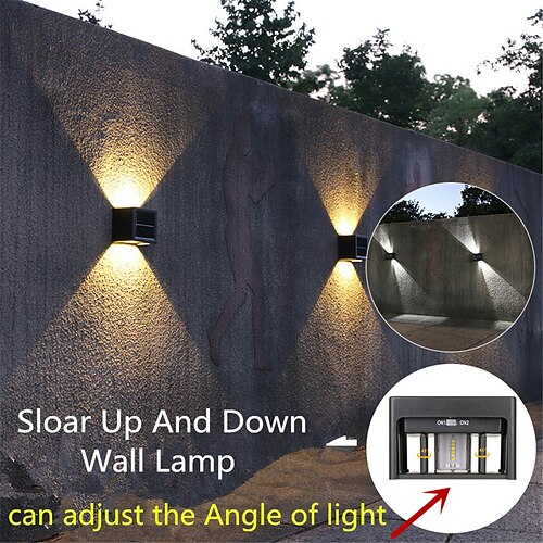 

lámpara de pared solar al aire libre a prueba de agua puede ajustar el ángulo de la luz luces solares hacia arriba y hacia abajo iluminación luminosa para jardín calle paisaje balcón decoración al