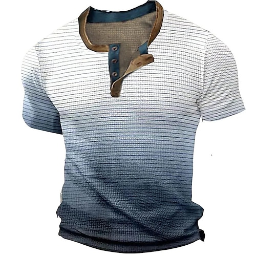 

Homme Chemise Henley gaufrée Chemise Henley Shirt T-shirt Dégradé Henley Plein Air Vacances Manches courtes Vêtement Tenue Mode Design basique