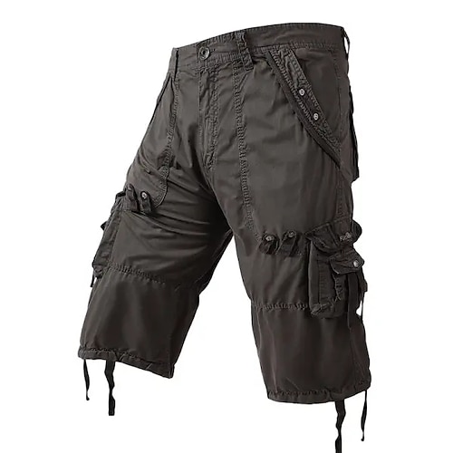 

Homens Bermuda Cargo Shorts de Trilha Bolso com aba Tecido Conforto Respirável Ao ar livre Diário Para Noite 100% Algodão Moda Casual Vinho Verde Tropa