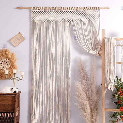 

cortinas de macramê boho cortina de porta deslizante tecido decoração de tapeçaria boêmia, privacidade de cortina ao ar livre, decoração de casamento no pátio, divisor de quarto para pérgula, gazebo,