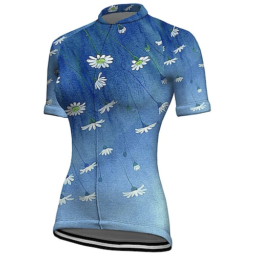 

21Grams Women's Cycling Jersey Short Sleeve Bike Top with 3 Rear Pockets Mountain Bike MTB Road Bike Cycling Breathable Quick Dry Moisture Wicking Reflective Strips Violet Blue Green Floral Botanical