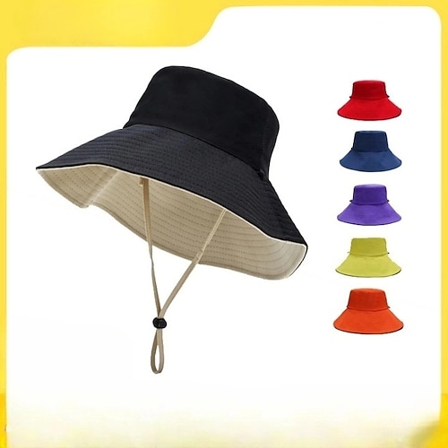 

Sombrilla de verano para hombres y mujeres, sombrero de doble cara para exteriores, sombrero de pescador para mujer, sombrero de ala grande con protección solar, sombrero de cuerda a prueba de viento