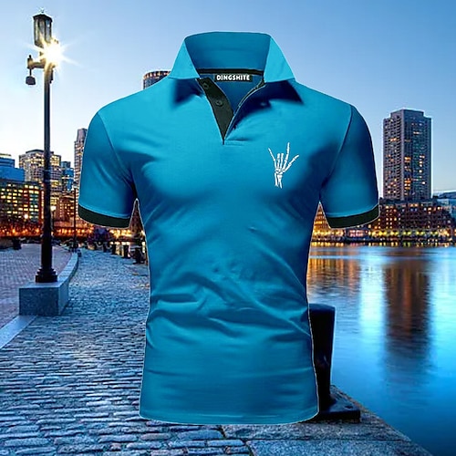 

Homens Pólo Esportivo Camiseta Polo Casual Feriado Lapela Manga Curta Moda Básico Tecido Botão Verão Normal Verde Maçã Vinho Amarelo e Azul marinho Branco Rosa Azul Marinho Escuro Pólo Esportivo