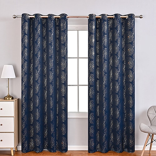 

2 Panels Blackout Curtain Drapes Farmhouse Grommet/Eyelet Curtain Panels For Living Room Bedroom Door Kitchen Window Treatments Thermal Insulated Room Darkening