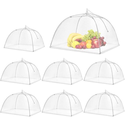 

1 pc grande cobertura de comida, barraca de comida de malha capas de náilon branco, tendas de tela de guarda-chuva pop-up, rede de pátio para acampamento ao ar livre, piqueniques, festas, churrasco,