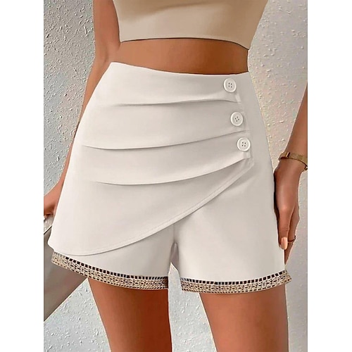 

Women's Shorts White Fashion Casual Daily Short Comfort Plain S M L XL 2XL