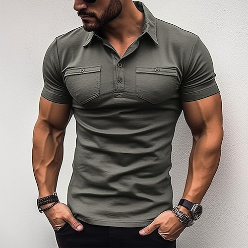 

Homme POLO Tee Shirt Golf Casual Vacances Revers Manche Courte Mode basique Plein Classique Eté Standard Noir Vert Véronèse bleu marine Grise POLO