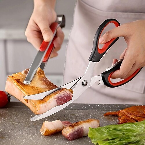 Style Korean Elbow Barbecue Scissors Multifunctional Kitchen Scissors 304  Stainless Steel Barbecue Clip Barbecue Set 2024 - US $8.51