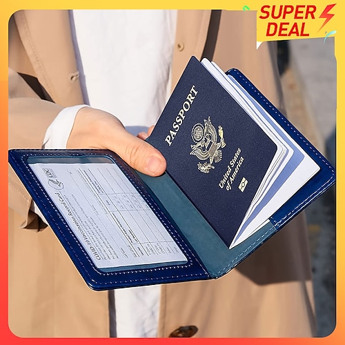 

1Pc Passport Holder Travel Bag Passport And Vaccine Card Holder Combo Slim Travel Accessories Passport Wallet For Unisex Leather Passport Cover Protector With Waterproof Vaccine Card Slot