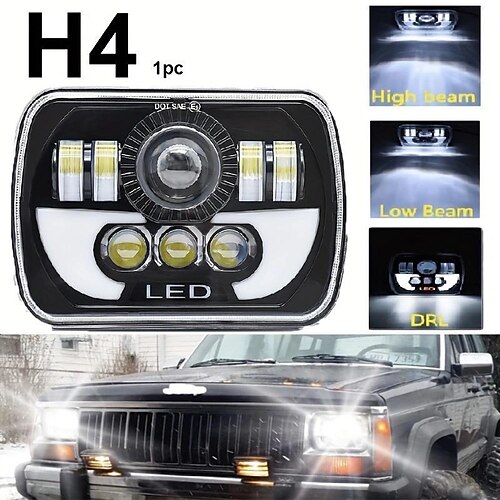 

1/2 pcs 7 polegadas led farol de alta potência 180w 5x7 7x6 led caminhão faróis lente quad 6500k drl quadrado para jeep dodge silverado farol led h4