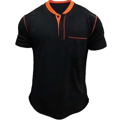 

Homens Camiseta Camisa Henley T-shirt Bloco de cor Henley Rua Férias Manga Curta Roupa Moda Designer Básico