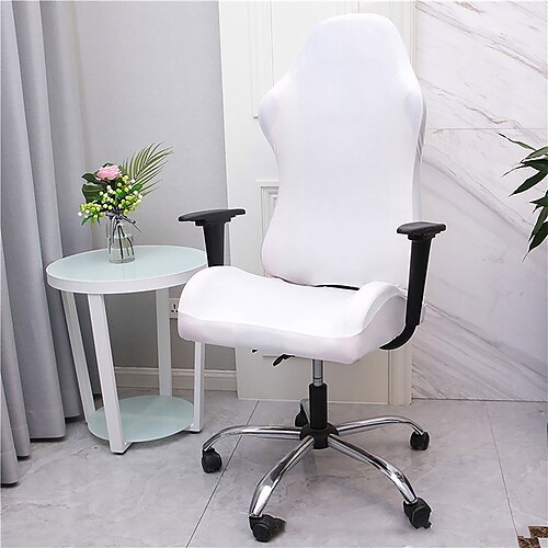 

Housse de chaise de bureau d'ordinateur extensible rotative siège de jeu housse élastique noir couleur unie doux durable lavable