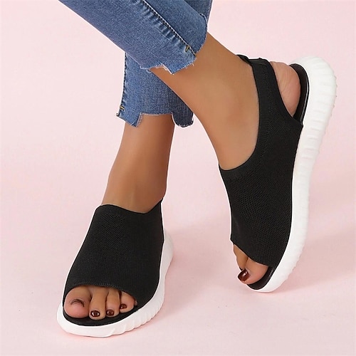 

Mujer Sandalias Sandalias planas Sandalias de Deporte Exterior Playa Tacón Plano Deportivo Casual Minimalismo Malla Mocasín Color sólido Negro Rosa Rojo