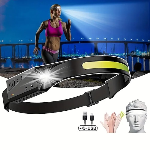

Headlamp Rechargeable 230 Wide Beam Head Lamp LED with Motion Sensor for Adults - Camping Accessories Gear Waterproof Head Light Flashlight for Hiking Running Repairing Fishing Cycling