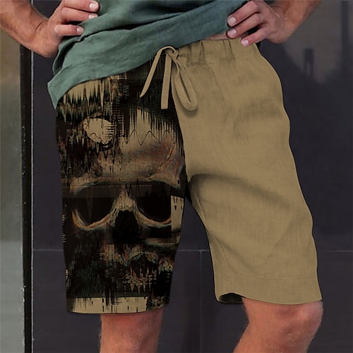 

Homens Calção Shorts de verão Shorts de praia Com Cordão Cintura elástica Impressão 3D Gráfico Caveiras Respirável Macio Curto Casual Diário Feriado Roupa de rua Havaiana Branco Verde Micro-Elástica