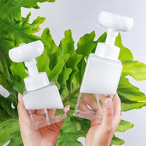 

2 Stück Handseifenschaum aus nachfüllbaren Behältern Blumenform Schaumspender Pumpflasche für kosmetische Gesichtsreiniger Shampoo Dusche