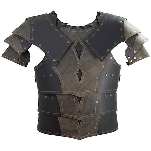 Artificial PU Medieval Warrior Women Armour Costume Cosplay LARP Adult PU  Leather Brown Fur Viking Shoulder