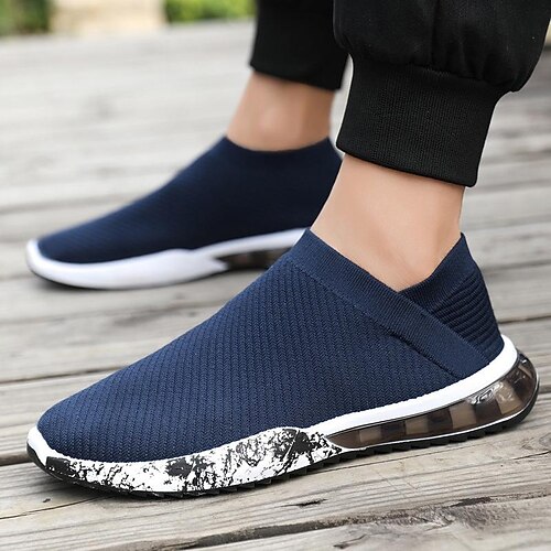 

Herren Loafer Slip On Flyknit Schuhe Brautkleider schlicht Outdoor Täglich Wanderschuhe Fliegendes Weben Atmungsaktiv Schwarz Blau Grau Sommer Frühling