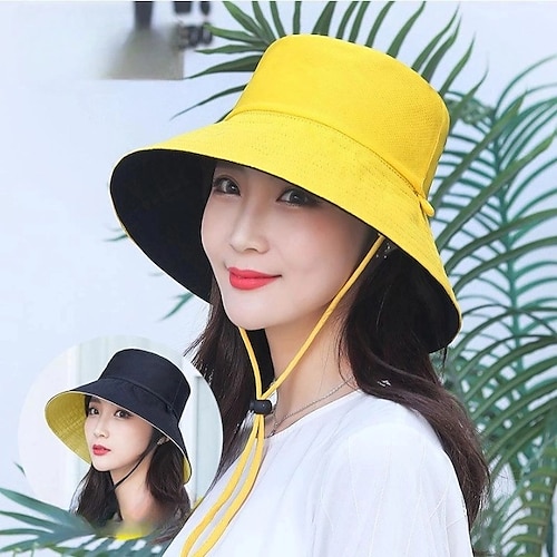 

Parasol d'été pour femmes et hommes chapeau d'extérieur double face dames tavel chapeau de pêcheur protection solaire chapeau à grand bord chapeau de corde coupe-vent