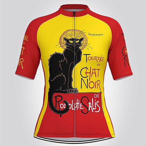 

21Grams Damen Radtrikot fahrradbekleidung Fahrradtrikot Kurzarm Fahhrad Shirt mit 3 Gesäßtaschen MTB Mountain Rennrad Atmungsaktiv Schnelltrocknend Feuchtigkeitsableitung Reflexstreiffen Gelb Katze