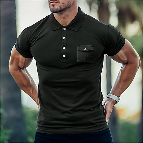 

Homens Pólo Esportivo Camiseta Polo Casual Feriado Lapela Manga Curta Moda Básico Tecido Botão Verão Normal Vinho Preto Azul Marinha Verde Cinzento Pólo Esportivo