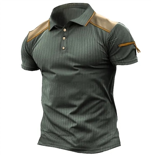 

Homme POLO Tee Shirt Golf Casual Vacances Revers Manche Courte Mode basique Plein Vintage Eté Standard Vert Véronèse POLO