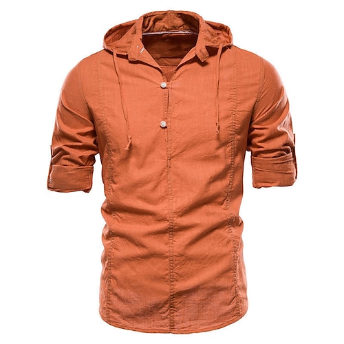 

Homme Chemise Chemise décontractée Chemisette Chemise d'été Chemise de plage Blanche Orange Kaki manche longue Plein Capuche Printemps été Casual du quotidien Vêtement Tenue