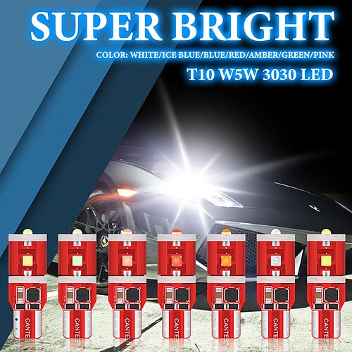 

2PCs T10 W5W LED Bulbs 3SMD Auto License Plate Light Instrument Lamp Wedge Light Car Parking Lights Turn Side Bulb 12V White Red