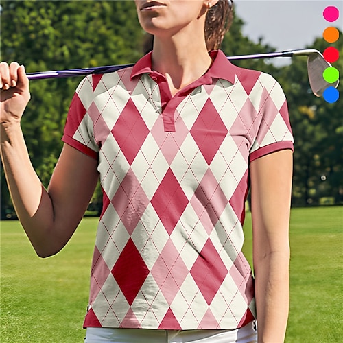 

Damen poloshirt Golfbekleidung Golfkleidung Atmungsaktiv Schnelltrocknend Leichtgewichtig Kurzarm T-Shirt Shirt Plaid Bedruckt Sommer Tennis Golfspiel Pickleball