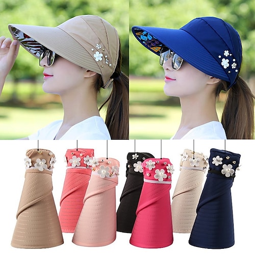 Summer Sun Hat Women's Outdoor Travel Sunscreen Sun Hat Foldable  Anti-Ultraviolet Sun Hat 2024 - $5.49