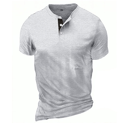 

Herren Waffel-Henley-Hemd Henley Shirt T-Shirt Glatt Henley Strasse Urlaub Kurze Ärmel Bekleidung Modisch Designer Basic