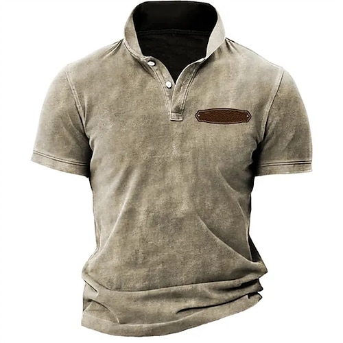 

Men's Polo Shirt Golf Shirt Casual Holiday Lapel Short Sleeve Fashion Basic Plain Vintage Summer Regular Fit Brown Polo Shirt