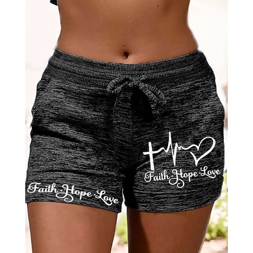 

Women's Shorts Cotton Blend Black Grey Fashion Casual Weekend Side Pockets Short Comfort Letter S M L XL 2XL