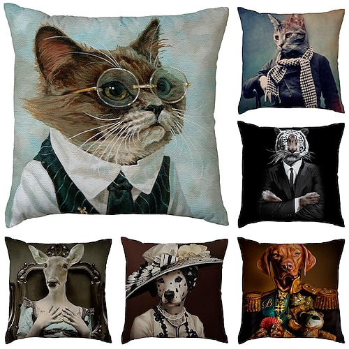 

Animal Portrait Double Side Pillow Cover 1PC Soft Decorative Square Cushion Case Pillowcase for Bedroom Livingroom Sofa Couch Chair