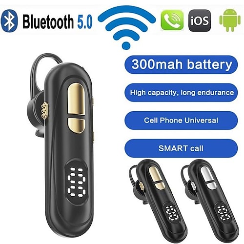 

Wireless Bluetooth 5.0 Headset Stereo Headset Noise Reduction Voice Control Hands-Free Business Hanging Headset For IOS Android Phones