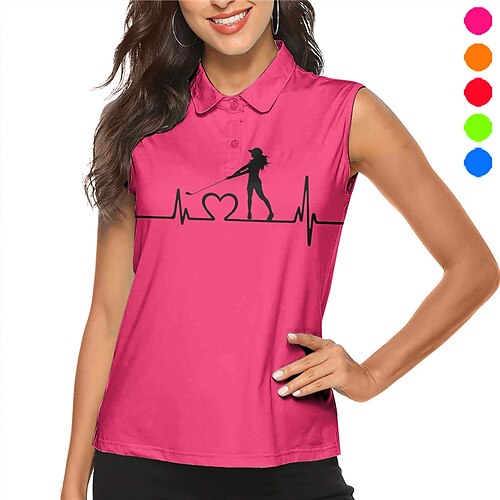 

Mulheres Camisa polo de caminhada vestuário de golfe roupas de golfe Respirável Secagem Rápida Leve Sem Manga Camiseta Blusas Geometria Estampado Verão Tênis Golfe Pickleball