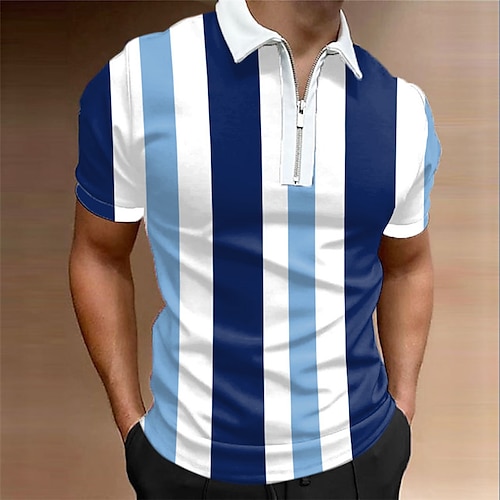 

Homme Polo zippé Polo gaufré POLO Tee Shirt Golf Rayé Imprimés Photos Col rabattu Azur Rose Claire Bleu Vert Gris Extérieur Plein Air Manches courtes Zippé Imprimer Vêtement Tenue Mode Design