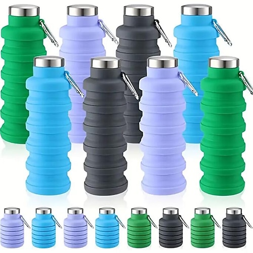 Collapsible Silicone 16 oz Water Bottle for Travel, Gym, Camping, Hiking,  Fishing and More