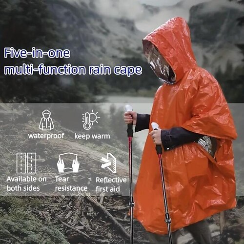 

PE Aluminum Film Disposable First Aid Raincoat Cold And Warm Portable Emergency Raincoat Wholesale Battery Car Special Poncho