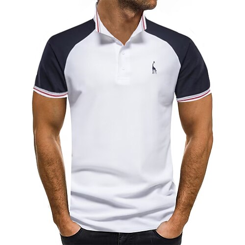 

Men's Polo Shirt Golf Shirt Button Up Polo Breathable Soft Short Sleeve Top Regular Fit Color Block Summer Spring Golf Outdoor