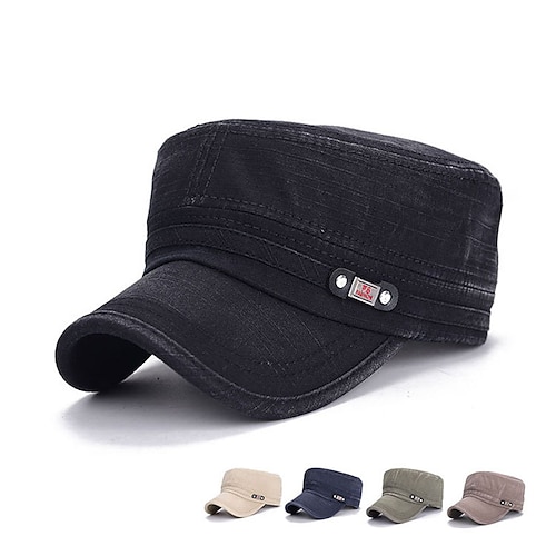 

Hombre Gorra Plana Gorra de Béisbol gorra militar Sombrero de cadete Negro Azul Algodón Cosecha Viaje Estilo playero Exterior Vacaciones Plano Ajustable Lavable Casual