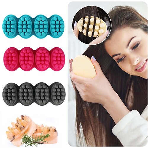 

Moules à savon en silicone à 4 cavités, peigne à cheveux 3d moule à glace pour masseur de cuir chevelu, brosse à cheveux unique moules à savon en silicone pour masques de cheveux bricolage salon spa à la maison