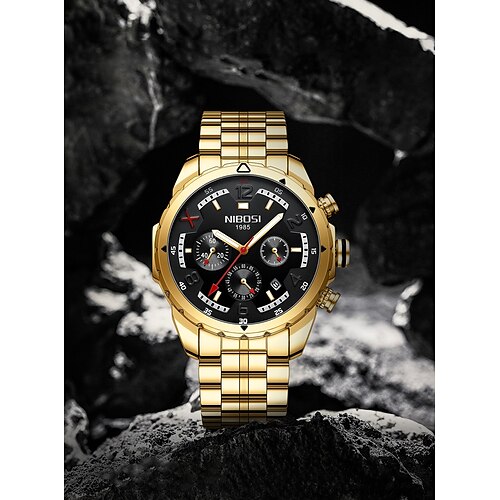 

NIBOSI Quartz Watch for Men Top Luxury Brand Sport Analog Men Wristwatch Calendar Date Luminous Waterproof Chronograph Stainless Steel Male Quartz Watch