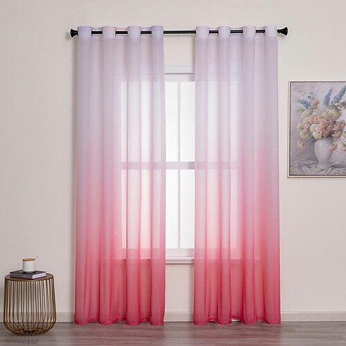 

Panneaux de rideaux transparents dégradés rideaux à œillets/œillets pour salon chambre à coucher, rideau de ferme pour cuisine balcon porte fenêtre traitements chambre assombrissement