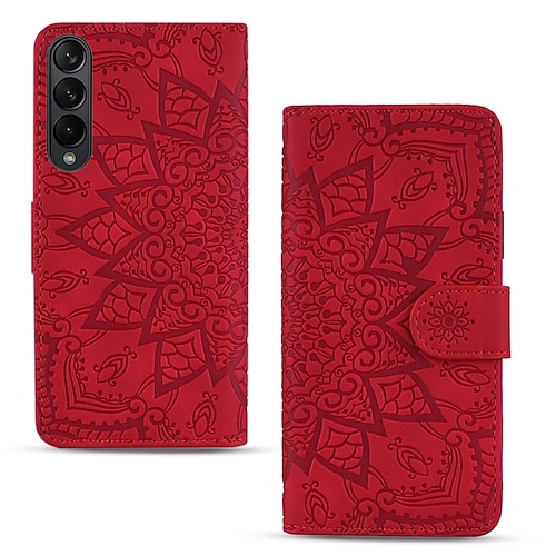 

telefone Capinha Para Samsung Galaxy Capa Proteção Completa Capa para Cartão Wallet Z Fold 4 Z Fold 3 Virar Slots de suporte de cartão Pata de Apoio Cor Sólida PC Couro PU