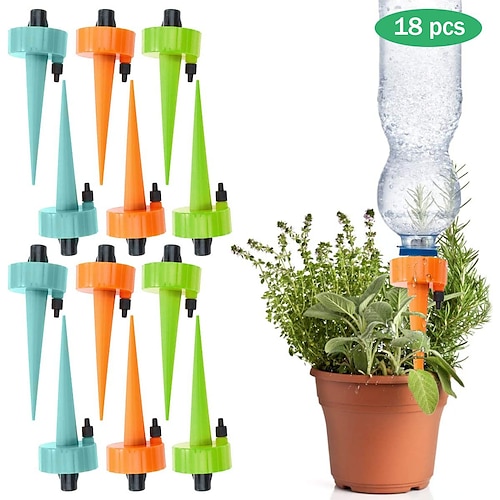 

18 PCS Plant Automatic Watering Tip Holiday Automatic Plant Watering Drip Irrigation Slow Release Equipment Potted Plant Watering Tool With Slow Release Switch Control Valve to Care for Your Plants An