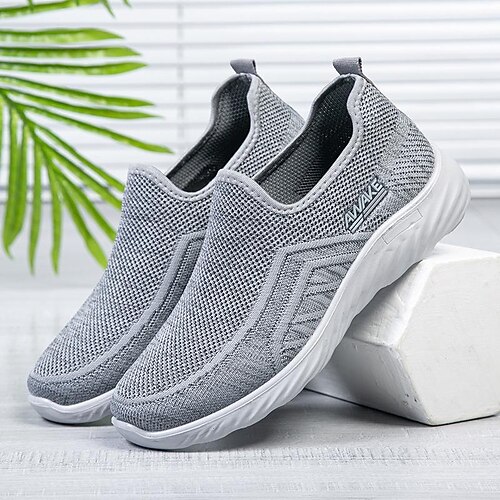 

Men's Loafers Slip-Ons Comfort Shoes Vintage Casual Outdoor Daily Walking Shoes Elastic Fabric Breathable Black Grey Slogan Summer Spring