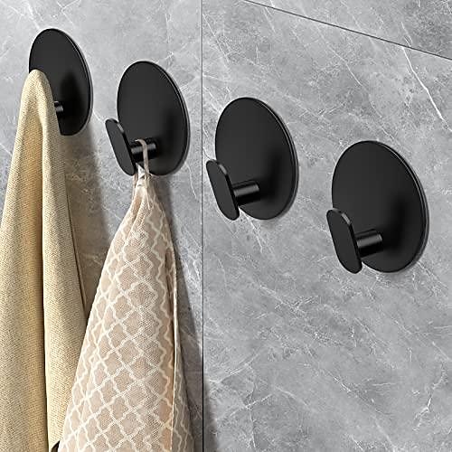 EAGMAK Towel Hooks for Bathroom, 4 Pack Adhesive Hooks, SUS304 Stainless  Steel Shower Hooks, Round Wall Hook Holder for Hanging Robe, Loofah, Coat