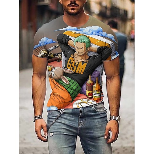 

One Piece Monkey D. Luffy Roronoa Zoro T-shirt Print Graphic T-shirt For Men's Adults' 3D Print Casual Daily