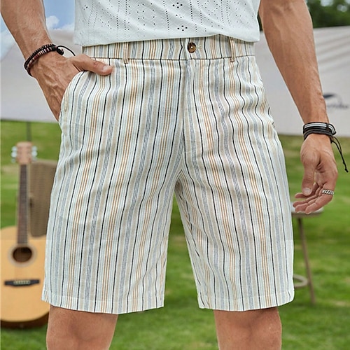 

Homme Short Short d'été Short de plage Poche Jambe droite marinière Confort Respirable Court Casual du quotidien Vacances Mode Style classique Jaune